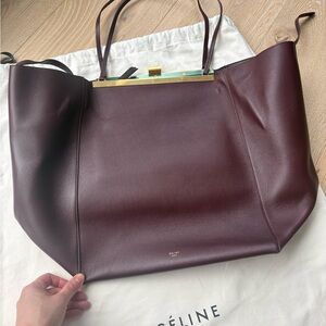Celine Burgundy Leather Tote Bag